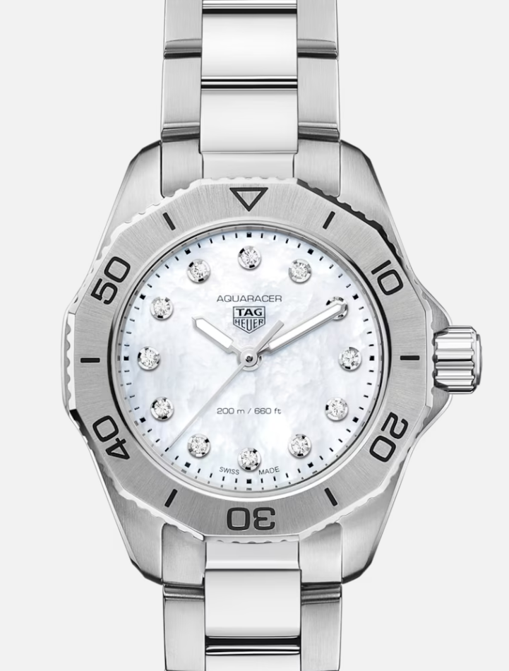 Tag Heuer Aquaracer Professional 200 Quartz Diamond Mother of Pearl Dial Silver Steel Strap Watch for Women - WBP1416.BA0622 Buy Now By Tag Heuer