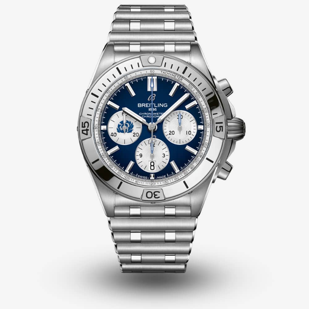 Breitling Chronomat B01 42 Six Nations Scotland Blue Dial Silver Steel Strap Watch for Men - AB0134A51C1A1 Buy Now By Breitling