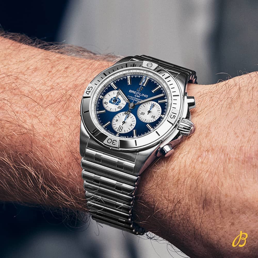 Breitling Chronomat B01 42 Six Nations Scotland Blue Dial Silver Steel Strap Watch for Men - AB0134A51C1A1 Buy Now By Breitling
