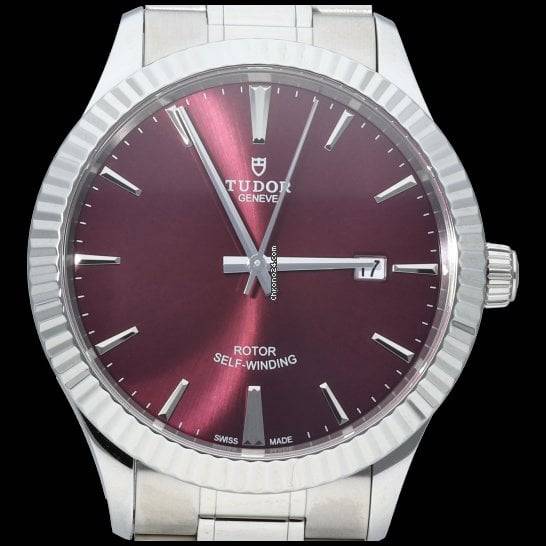 Tudor Style Automatic Burgundy Red Dial Silver Steel Strap Watch for Men - M12710-0015 Buy Now By Tudor