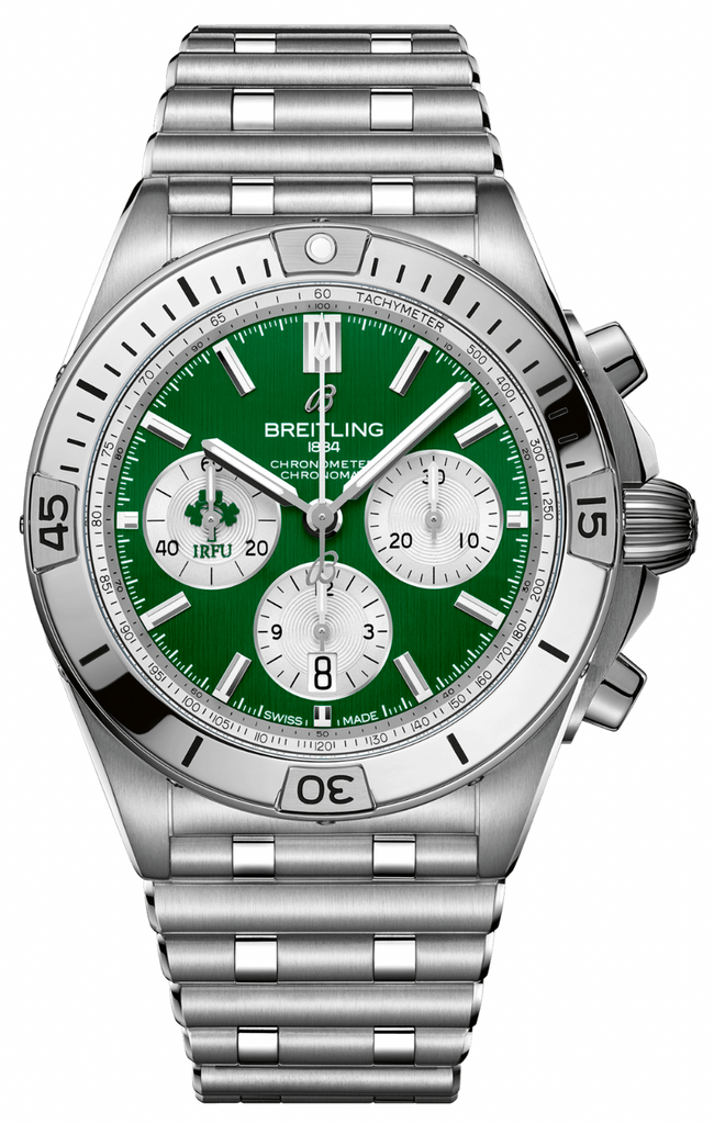 Breitling Chronomat B01 42 Six Nations Ireland Green Dial Silver Steel Strap Watch for Men - AB0134A91L1A1 Buy Now By Breitling
