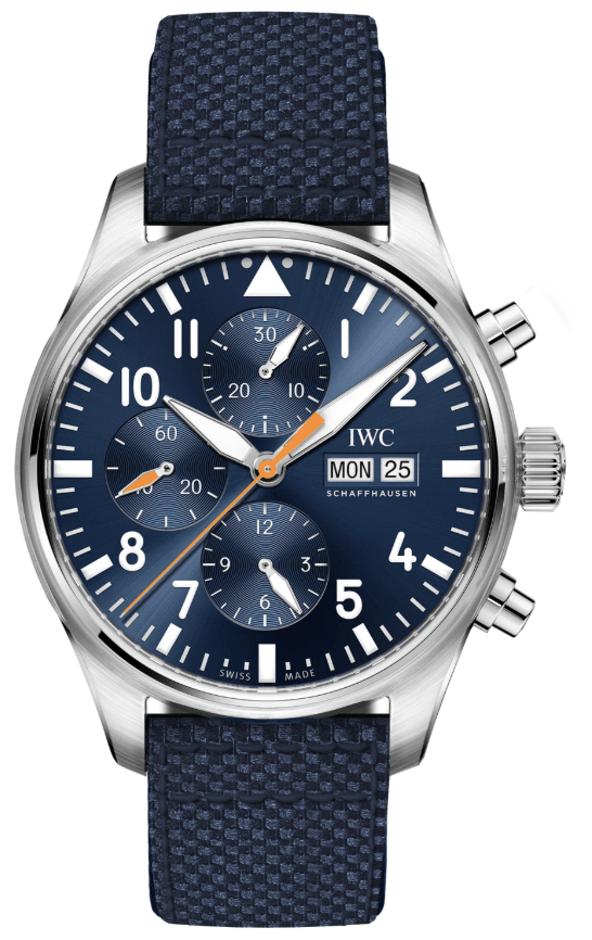 IWC Pilot's Automatic Chronograph 43mm Blue Dial Blue Calfskin Strap Watch for Men - IW377729 Buy Now By IWC
