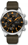 IWC Pilot's Watch Chronograph Black Dial Olive Green Calfskin Strap Watch for Men - IW377730 Buy Now By IWC