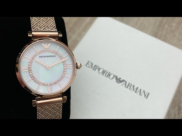 Emporio Armani Gianni T Bar Mother of Pearl Dial Rose Gold Mesh Bracelet Watch For Women - AR11320 Buy Now By Emporio Armani