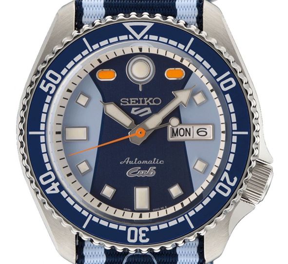 Seiko 5 Sports Honda Super Cub Limited Edition Blue Dial Two Tone NATO Strap Watch For Men - SRPK37K1 Buy Now By Seiko