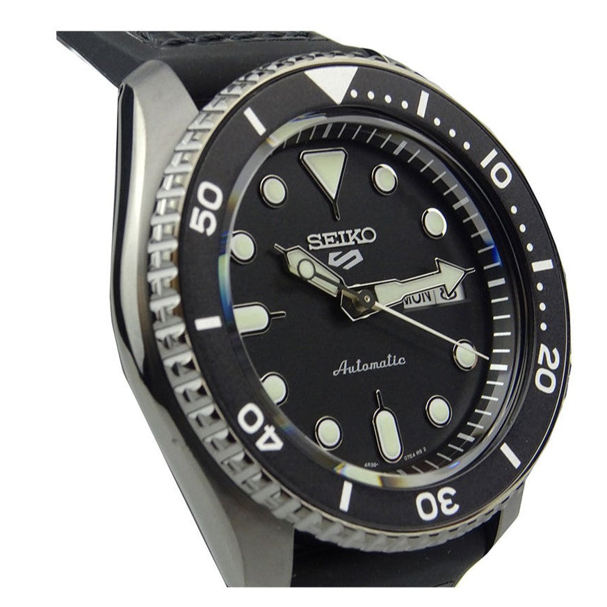 Seiko 5 Sport Automatic Black Dial Black Silicone Strap Watch For Men - SRPD65K3 Buy Now By Seiko