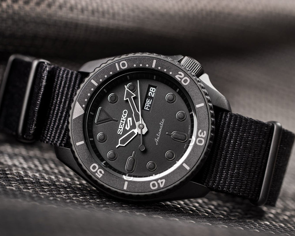 Seiko 5 Sports Automatic Black Dial Black NATO Strap Watch For Men - SRPD79K1