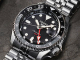 Seiko 5 Sports Automatic GMT Black Dial Silver Steel Strap Watch For Men - SSK001K1 Buy Now By Seiko