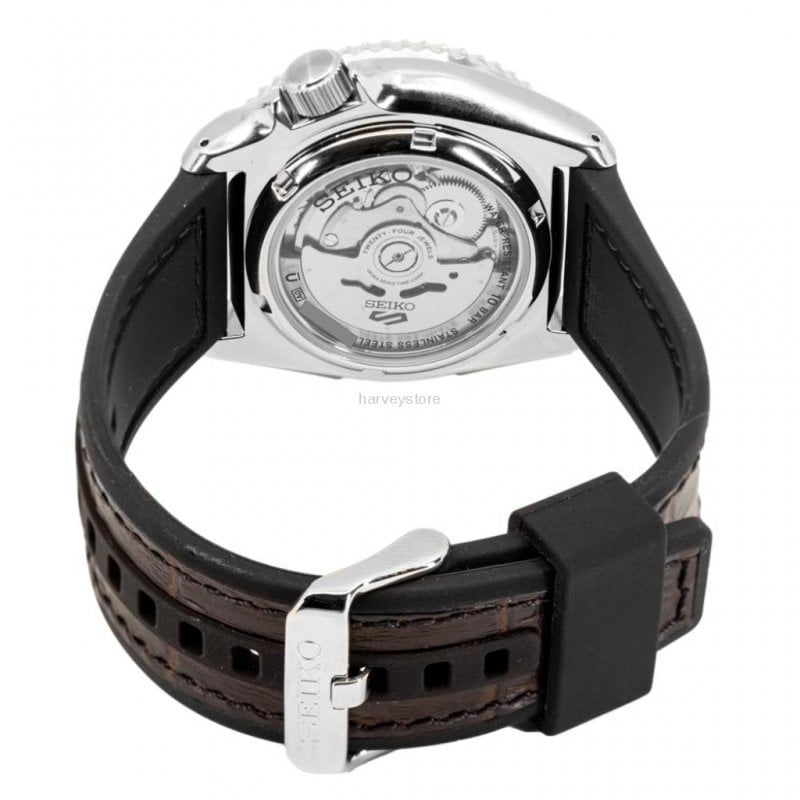 Seiko 5 Sports SKX Automatic Black Dial Black Leather Strap Watch for Men - SRPD55K2 Buy Now By Seiko