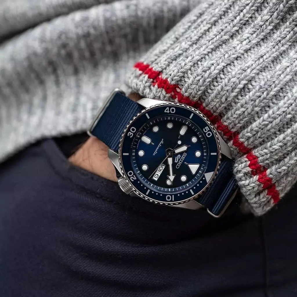 Seiko 5 Sports Automatic SKX Blue Dial Blue NATO Strap Watch For Men - SRPD51K2 Buy Now By Seiko