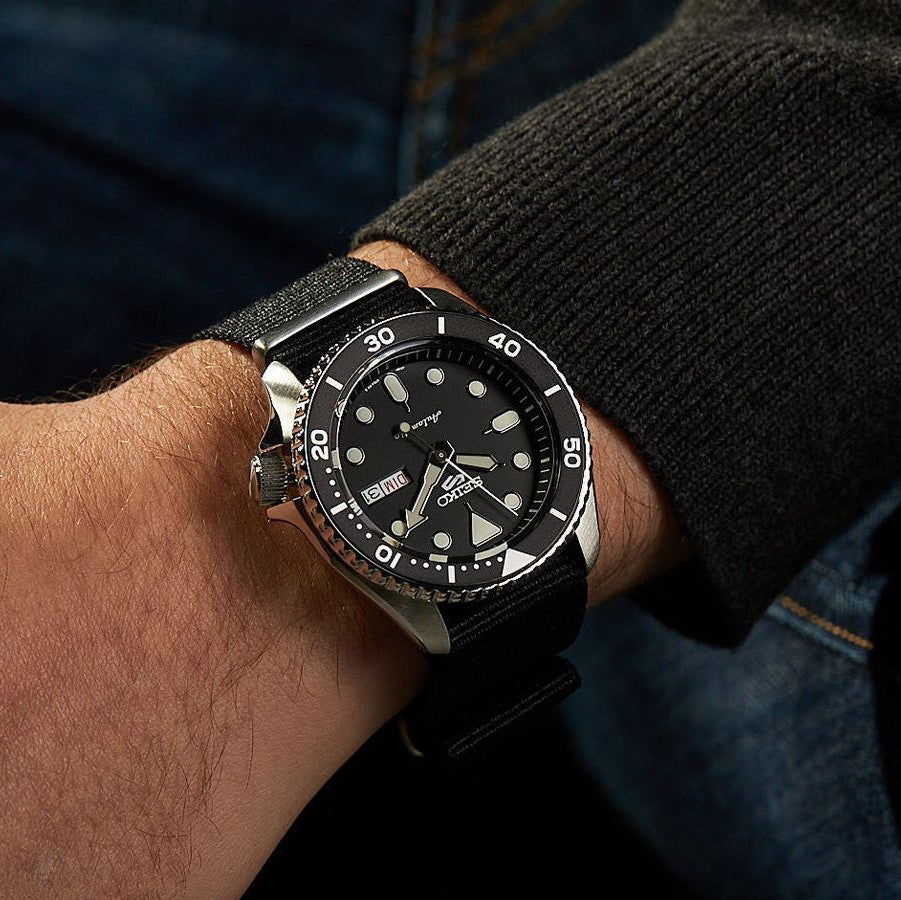 Seiko 5 Sports SKX Automatic Black Dial Black NATO Strap Watch For Men - SRPD55K3 Buy Now By Seiko