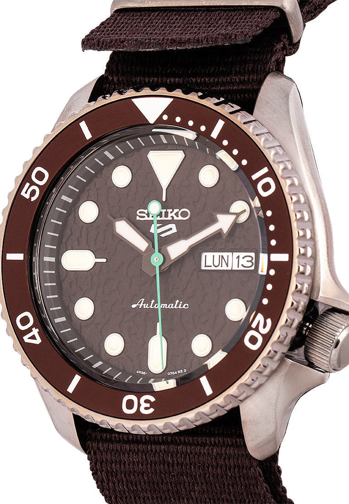 Seiko 5 Sport Automatic Brown Dial Brown Nylon Strap Watch For Men - SRPD85K1 Buy Now By Seiko