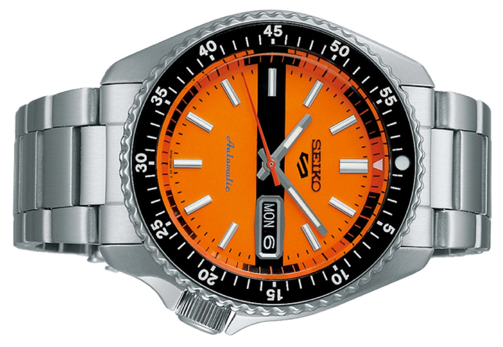 Seiko 5 Sports Double Hurricane Retro Orange Dial Silver Steel Strap Watch For Men - SRPK11K1 Buy Now By Seiko
