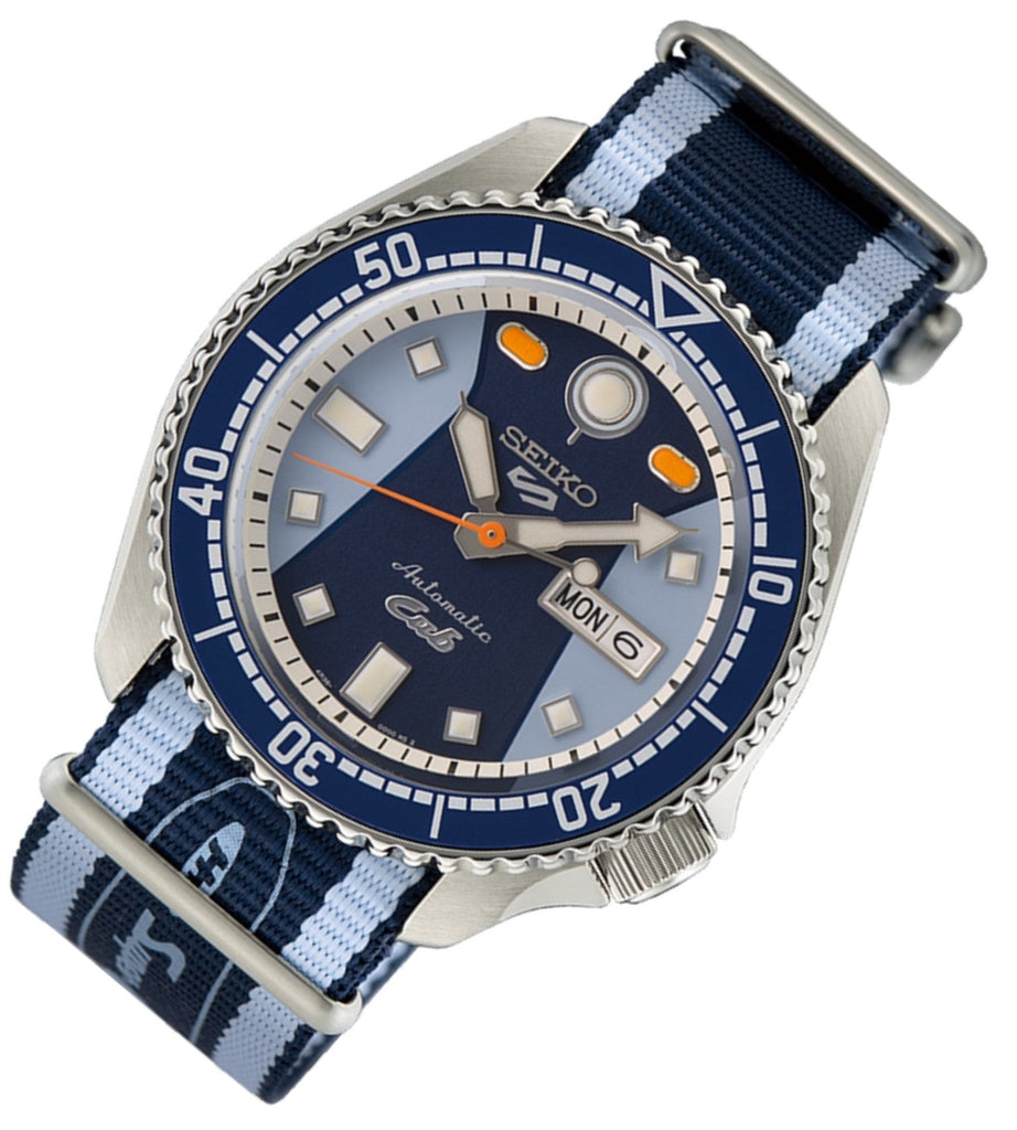 Seiko 5 Sports Honda Super Cub Limited Edition Blue Dial Two Tone NATO Strap Watch For Men - SRPK37K1 Buy Now By Seiko