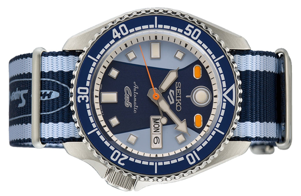 Seiko 5 Sports Honda Super Cub Limited Edition Blue Dial Two Tone NATO Strap Watch For Men - SRPK37K1 Buy Now By Seiko