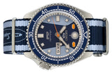 Seiko 5 Sports Honda Super Cub Limited Edition Blue Dial Two Tone NATO Strap Watch For Men - SRPK37K1 Buy Now By Seiko