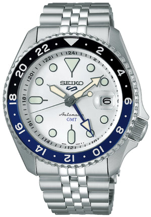 Seiko 5 Sports SKX GMT Automatic Sky Blue Dial Silver Steel Strap Watch For Men - SSK033K1 Buy Now By Seiko