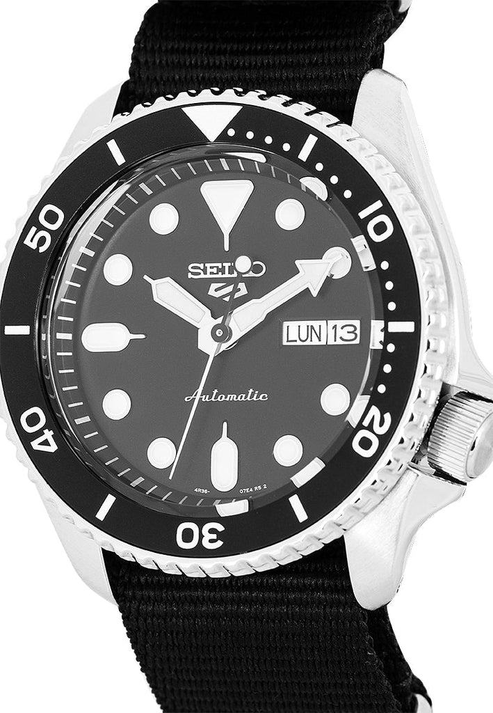 Seiko 5 Sports SKX Automatic Black Dial Black NATO Strap Watch For Men - SRPD55K3 Buy Now By Seiko