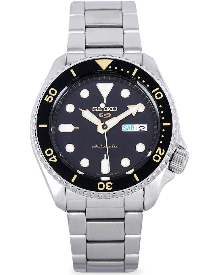 Seiko 5 Sports Automatic Black Dial Silver Steel Strap Watch For Men - SRPD57K1 Buy Now By Seiko
