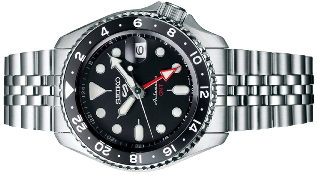 Seiko 5 Sports Automatic GMT Black Dial Silver Steel Strap Watch For Men - SSK001K1 Buy Now By Seiko