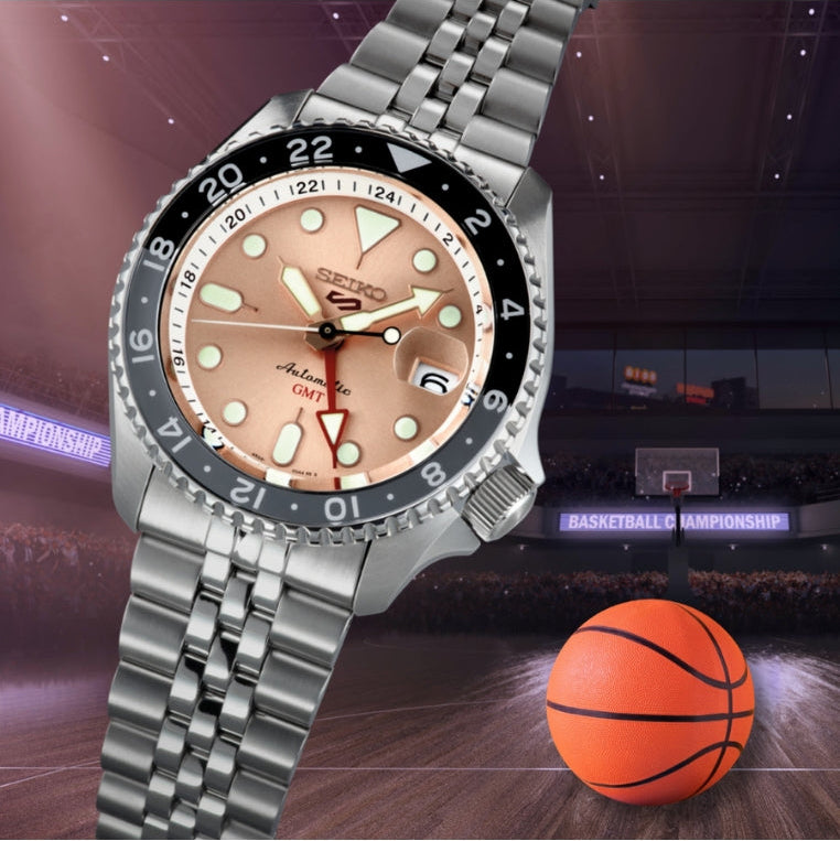 Seiko 5 Sports GMT Thong Sia Limited Edition Brown Dial Silver Steel Strap Watch for Men - SSK043K1 Buy Now By Seiko