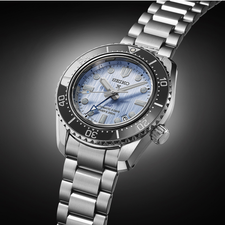 Seiko Prospex Limited Edition Automatic GMT Glacier Blue Dial Silver Steel Strap Watch For Men - SPB385J1 Buy Now By Seiko