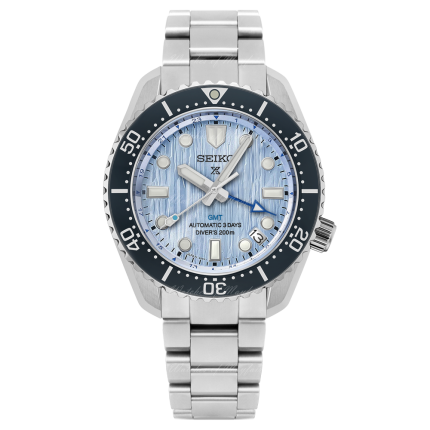 Seiko Prospex Limited Edition Automatic GMT Glacier Blue Dial Silver Steel Strap Watch For Men - SPB385J1 Buy Now By Seiko