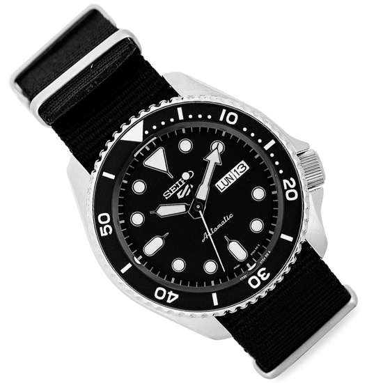Seiko 5 Sports SKX Automatic Black Dial Black NATO Strap Watch For Men - SRPD55K3 Buy Now By Seiko