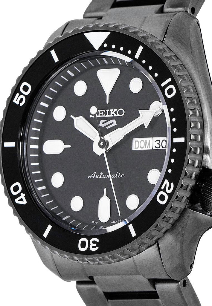 Seiko 5 Sports Automatic Black Dial Black Steel Strap Watch For Men - SRPD65K1 Buy Now By Seiko
