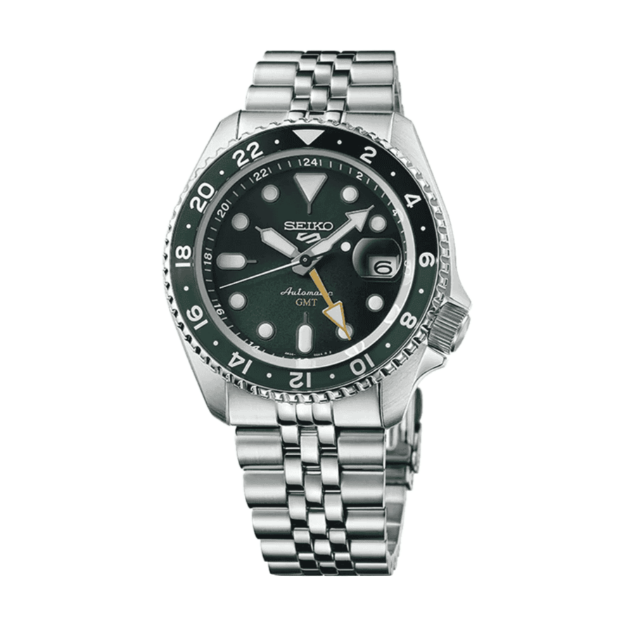Seiko 5 Sports SKX GMT Automatic Green Dial Silver Steel Strap Watch For Men - SSK035K1 Buy Now By Seiko