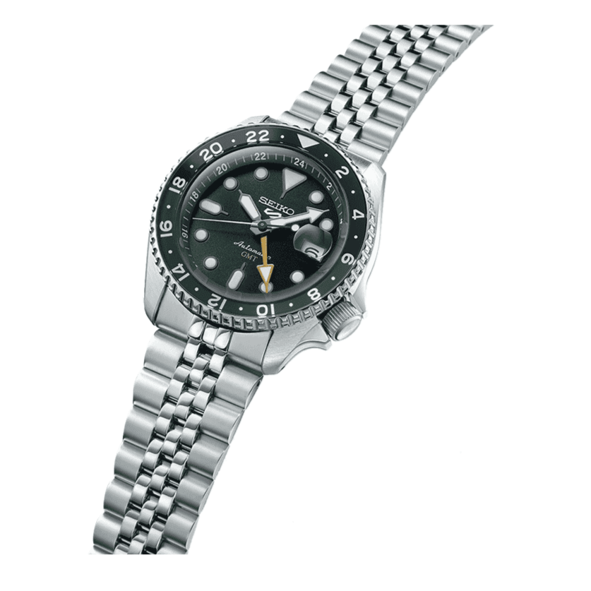 Seiko 5 Sports SKX GMT Automatic Green Dial Silver Steel Strap Watch For Men - SSK035K1 Buy Now By Seiko