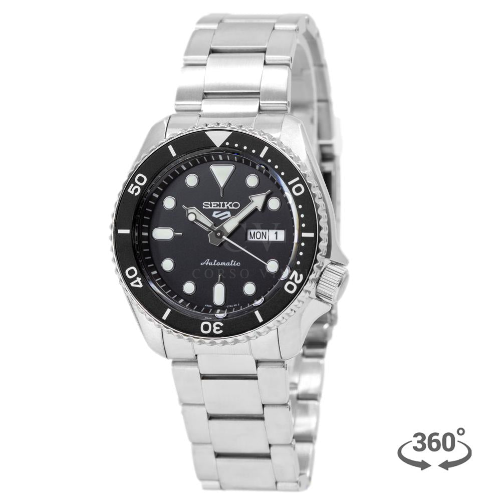Seiko 5 Sports Automatic Day Date Black Dial Silver Steel Strap Watch for Men - SRPD55K1 Buy Now By Seiko