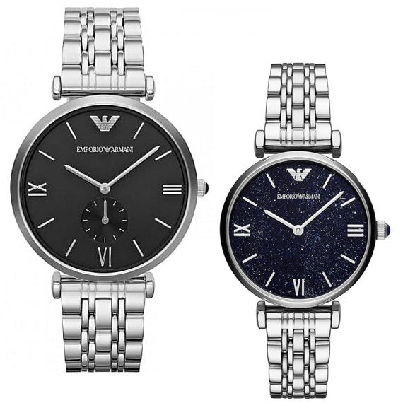 Emporio Armani Retro Black Dial Silver Steel Strap Watch For Men - AR1676 Buy Now By Emporio Armani