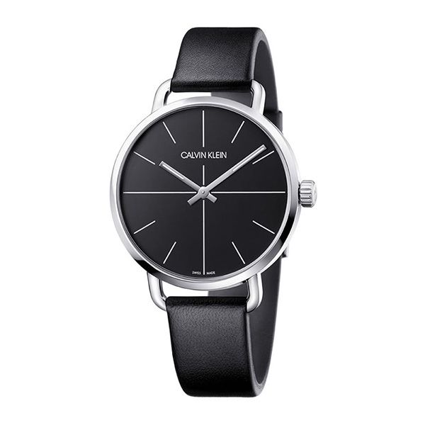 Calvin Klein Even Black Dial Black Leather Strap Watch for Women - K7B231CZ Buy Now By Calvin Klein