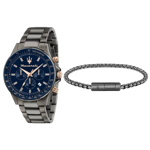 Maserati SFIDA Chronograph Blue Dial Grey Steel Strap Watch For Men - R8873640001 Buy Now By Maserati