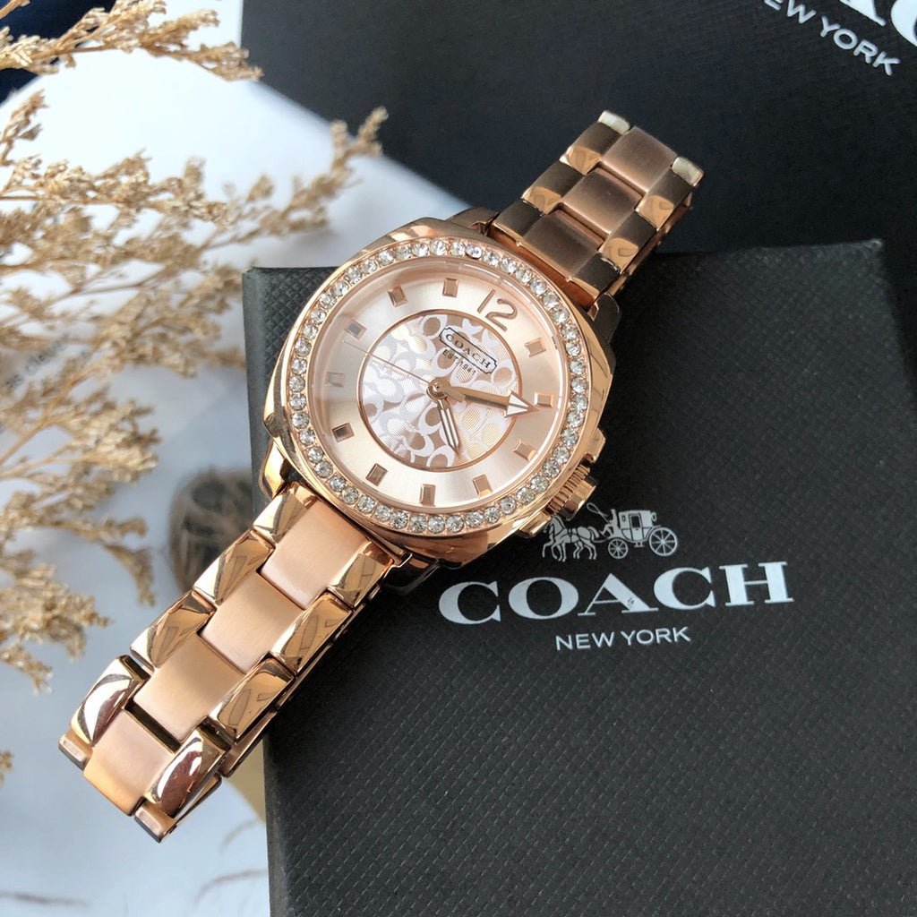 Coach Mini Boyfriend Rose Gold Dial Rose Gold Steel Strap Watch for Women - 14501701 Buy Now By Coach