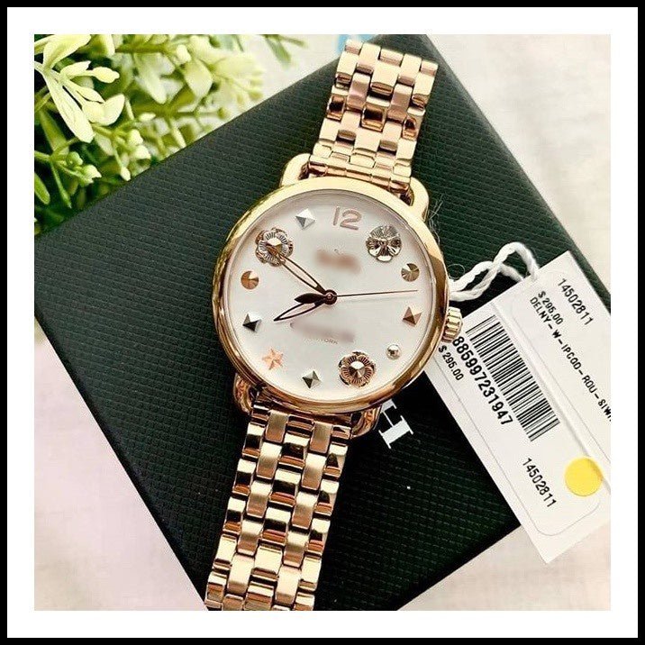Coach Delancey White Dial Rose Gold Tone Stainless Steel Watch For Women - 14502811 Buy Now By Coach