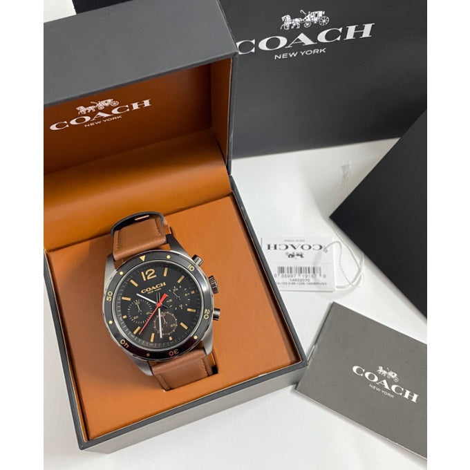 Coach Sullivan Chronograph Black Dial Brown Leather Strap Watch for Men - 14602070 Buy Now By Coach