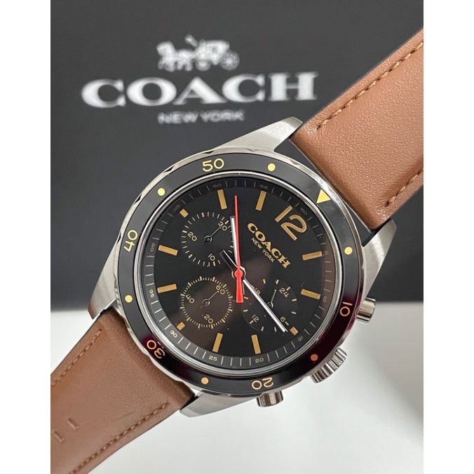Coach Sullivan Chronograph Black Dial Brown Leather Strap Watch for Men - 14602070 Buy Now By Coach