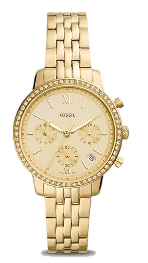Fossil Neutra Chronograph Gold Dial Gold Steel Strap Watch for Women - ES5219 Buy Now By Fossil