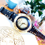 Versace Shadov Gold Dial Green Leather Strap Watch For Women - VEBM01018 Buy Now By Versace