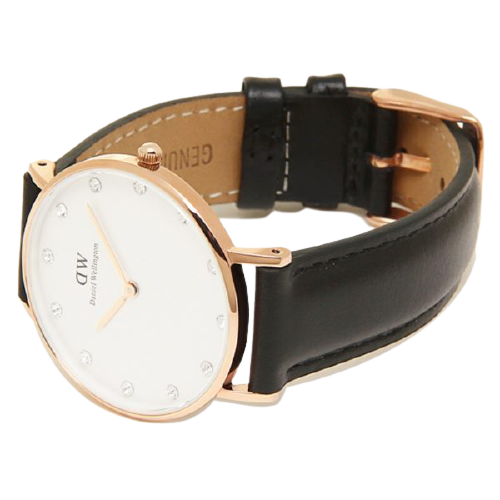 Daniel Wellington Classic Sheffield White Dial Black Leather Strap Watch For Women - DW00100076 Buy Now By Daniel Wellington