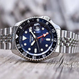Seiko 5 Sports GMT SKX Automatic Blueberry Dial Silver Steel Strap Watch For Men - SSK003K1 Buy Now By Seiko