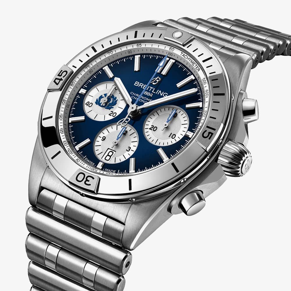 Breitling Chronomat B01 42 Six Nations Scotland Blue Dial Silver Steel Strap Watch for Men - AB0134A51C1A1 Buy Now By Breitling