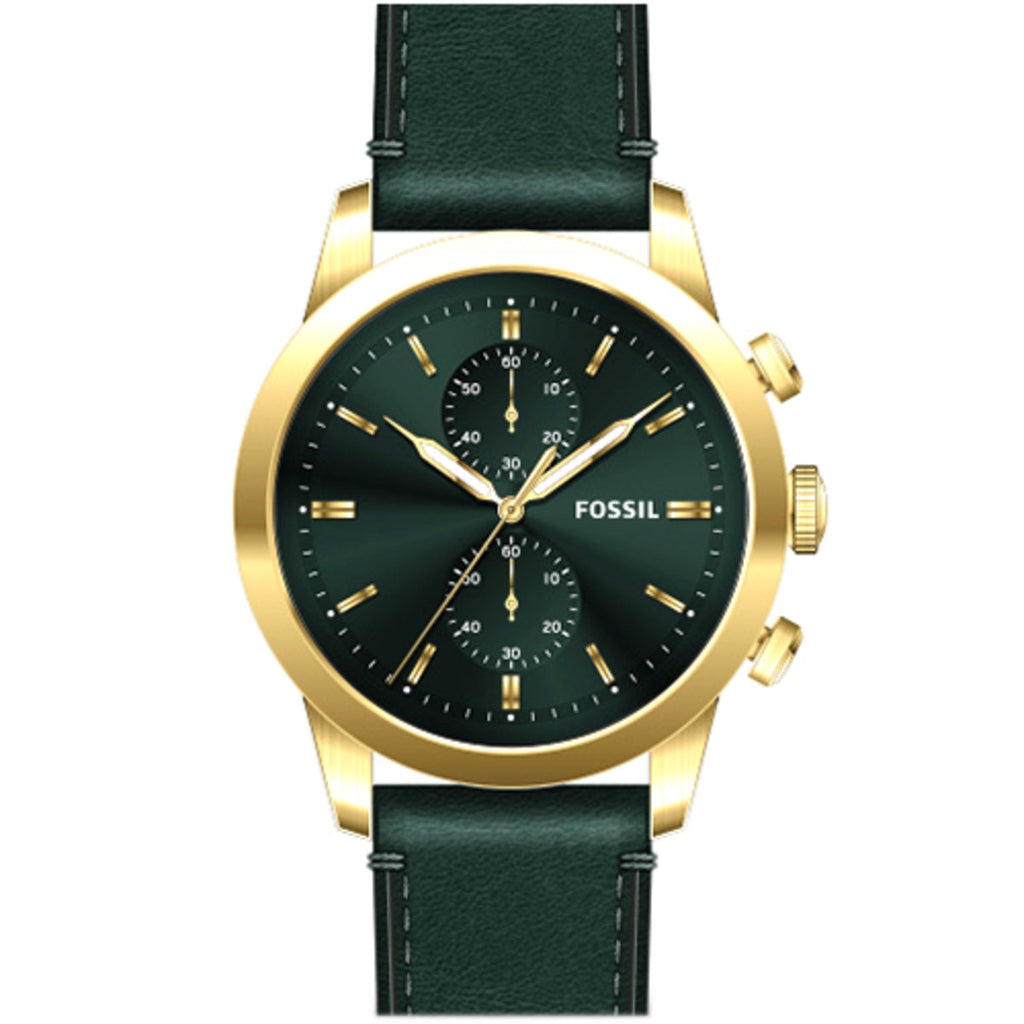 Fossil Townsman Chronograph Green Dial Green Leather Strap Watch for Men - FS5599 Buy Now By Fossil