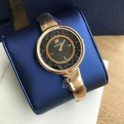 Swarovski Crystalline Pure Black Dial Rose Gold Steel Strap Watch for Women - 5295334 Buy Now By Swarovski