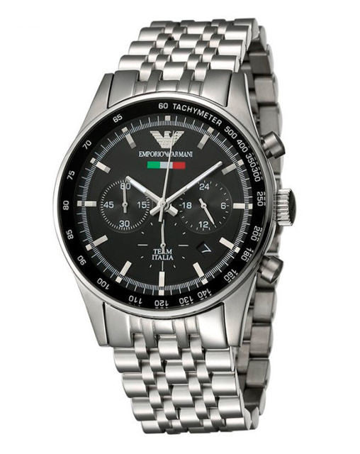 Emporio Armani Sportivo Chronograph Black Dial Silver Steel Strap Watch For Men - AR5984 Buy Now By Emporio Armani