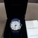 Emporio Armani Valente Quartz Silver Dial Grey Leather Strap Watch For Men - AR1666 Buy Now By Emporio Armani