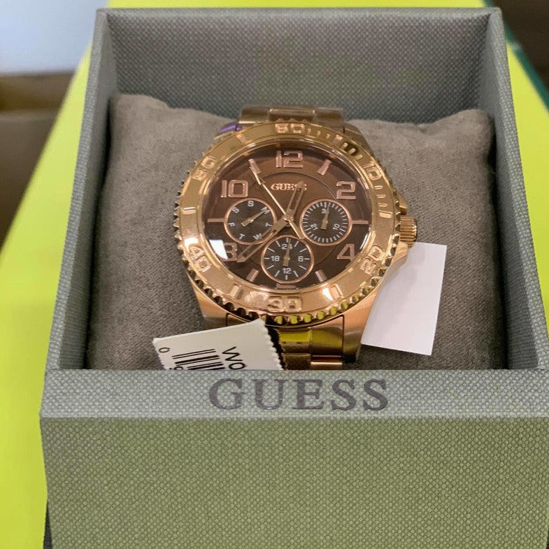 Guess BFF Multifunction Brown Dial Rose Gold Steel Strap Watch for Women - W0231L8 Buy Now By Guess