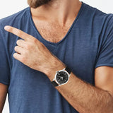 Fossil The Minimalist Three Hand Black Dial Black Leather Strap Watch for Men - FS5398 Buy Now By Fossil